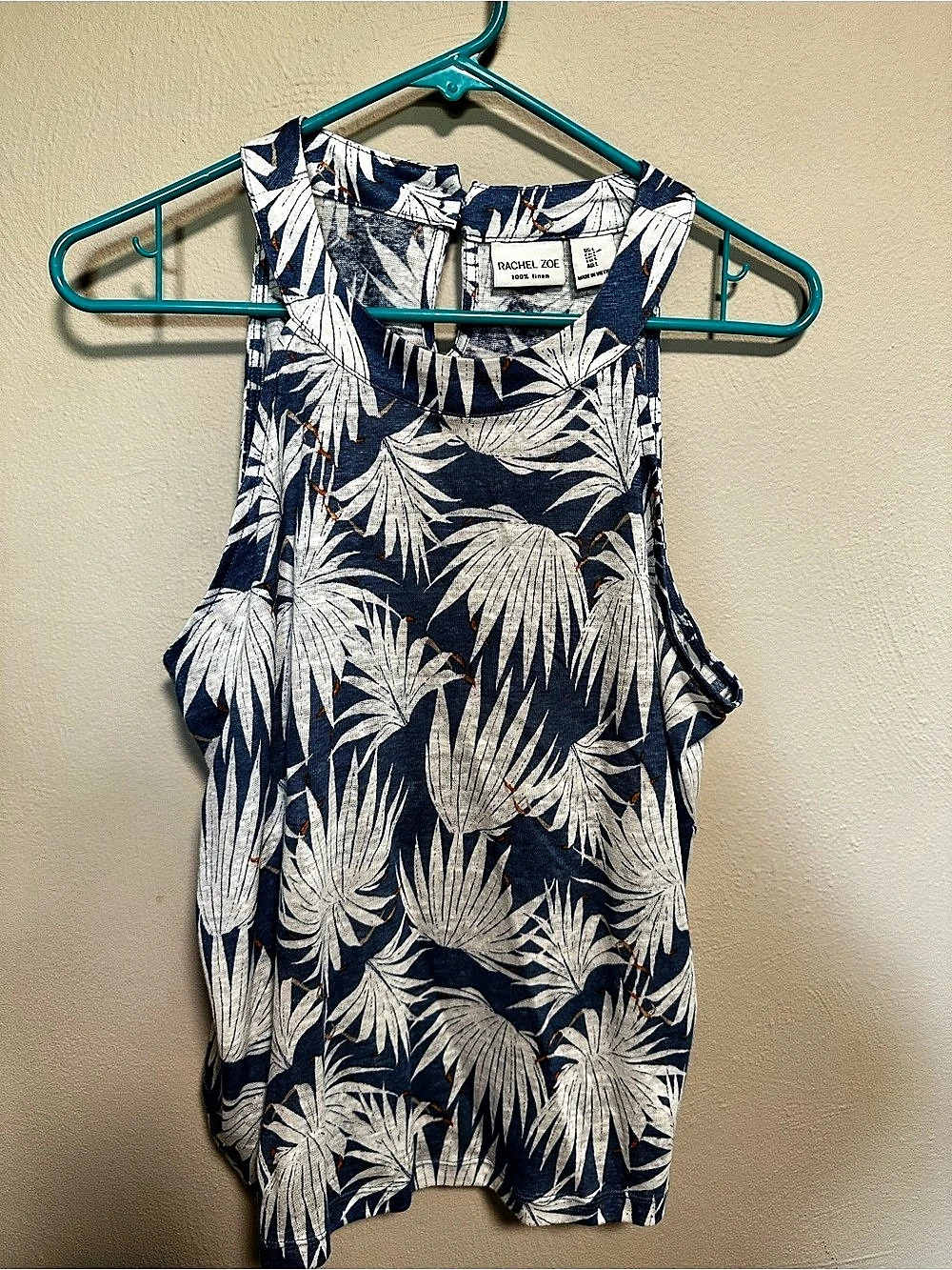 Rachel Zoe Floral Tank Top in Blue & White Size Medium